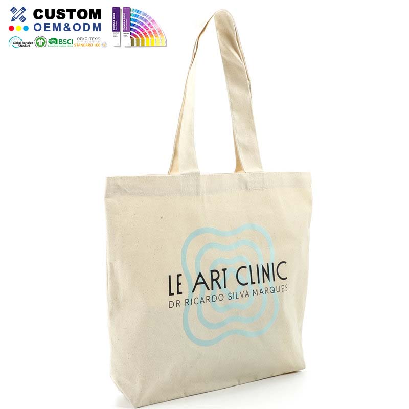 Beige Canvas Bags with Bottom Gusset