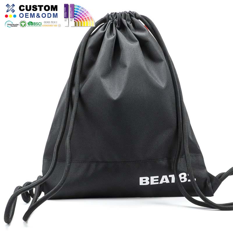 Black Drawstring Bag W Thick PP Strings