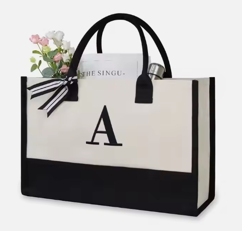 Initial Canvas Tote Bag