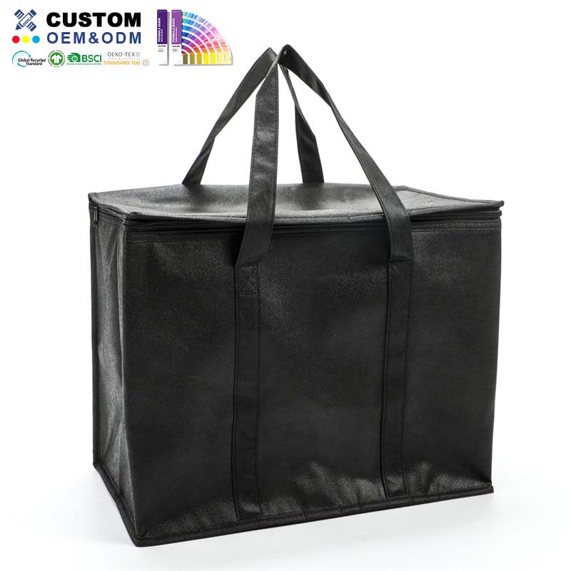 Large Black Insulated Food Delivery Bag
