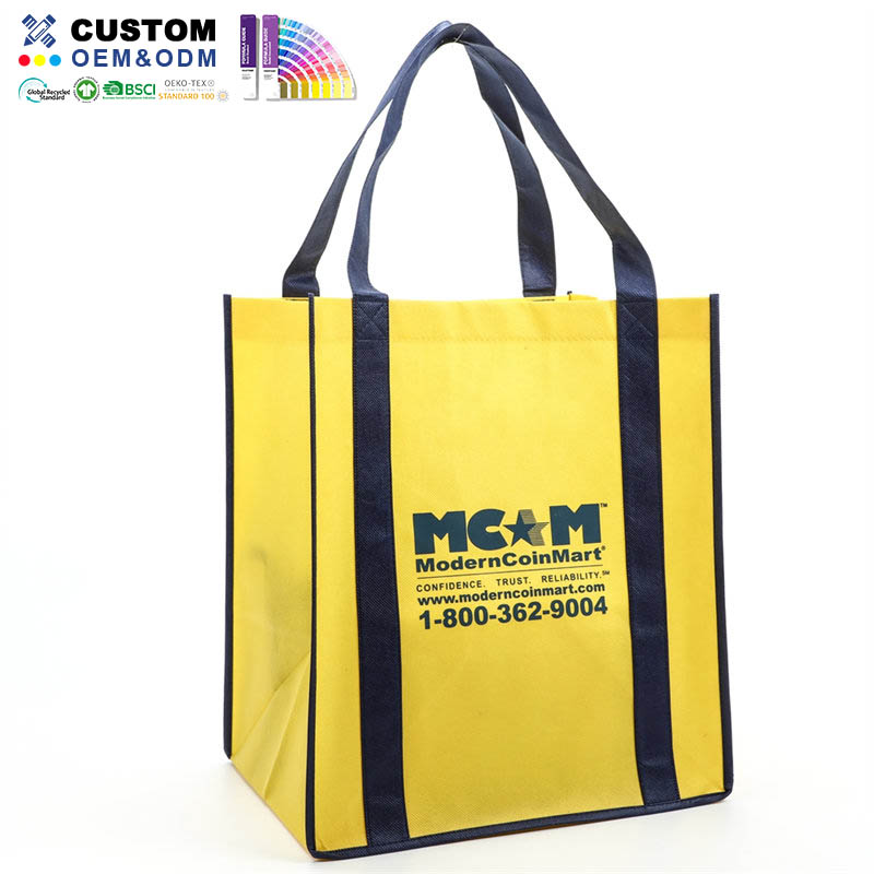 Yellow PP Non Woven Shopper with Reinforced Handle